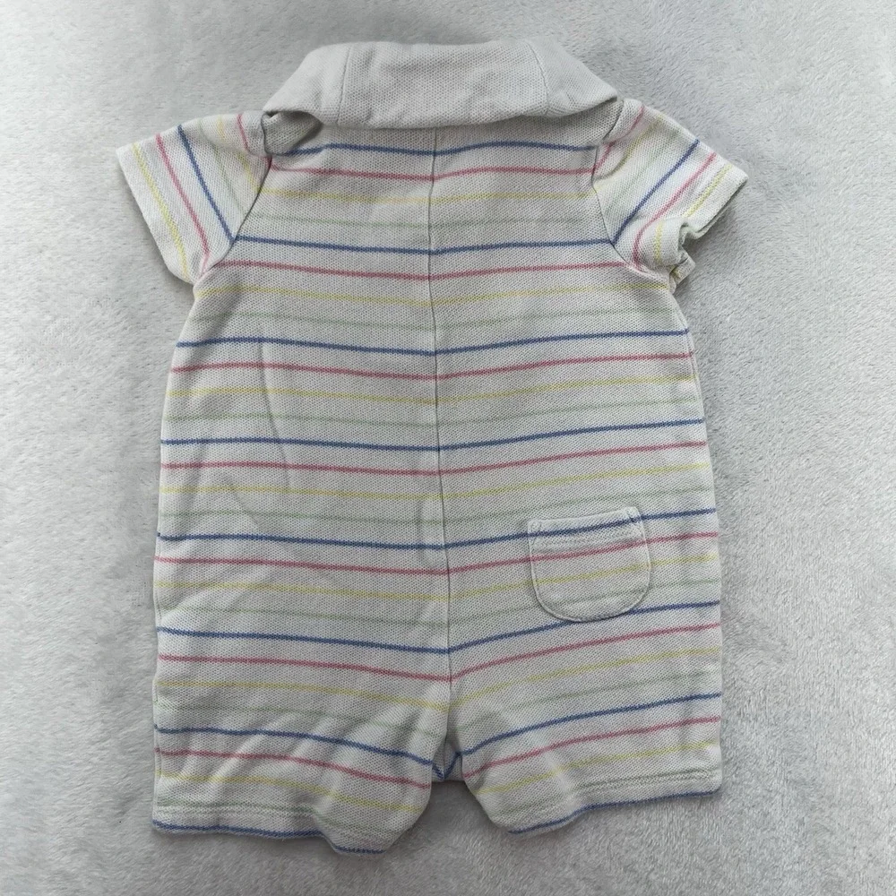 Janie and Jack Striped Romper Baby Boy 0-3m Cotton Pocket Preppy Coastal Summer